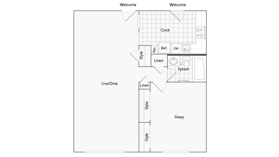 Apex 1-Bedroom Floorplan