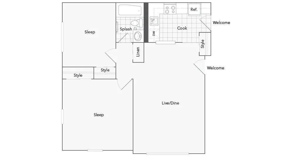 Bedford 2-Bedroom Floorplan