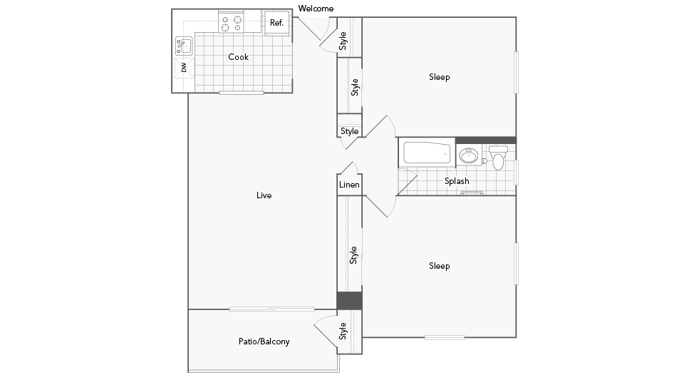Buffalo 2-Bedroom Floorplan