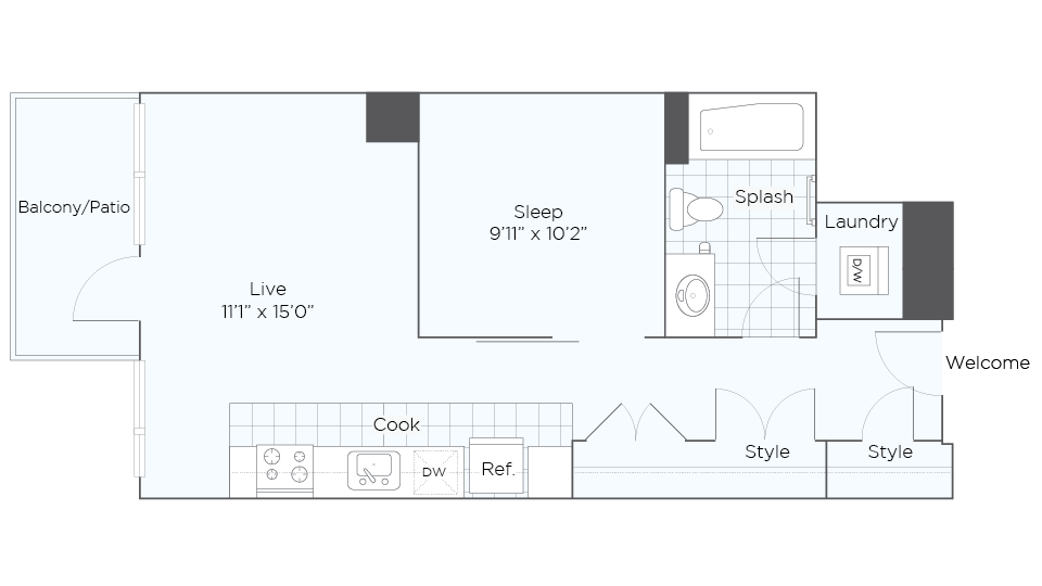 Nordhaus Plan A1T 1-Bedroom