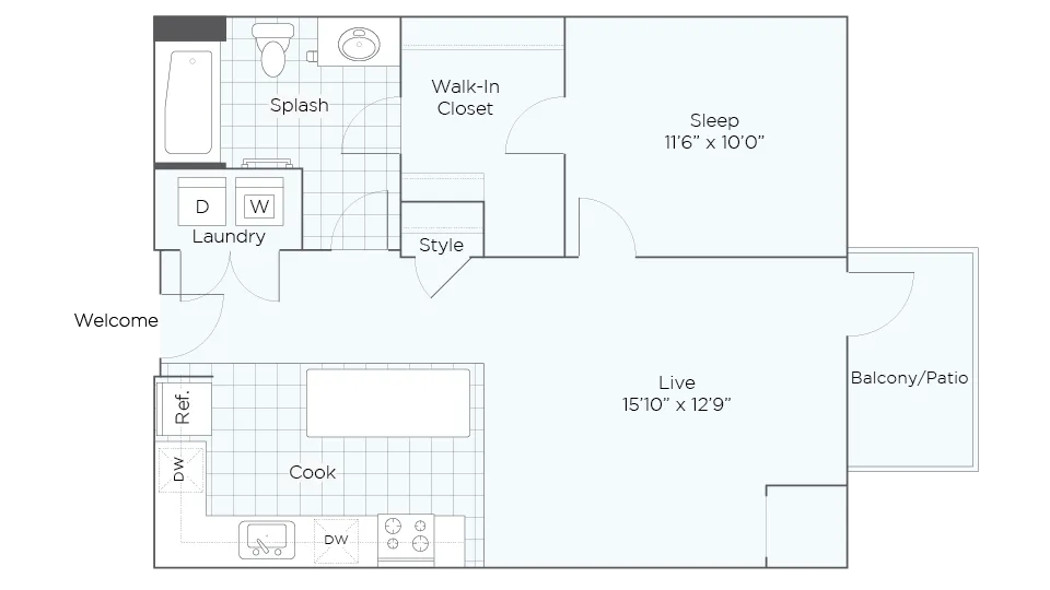 Nordhaus Plan A2 1-Bedroom