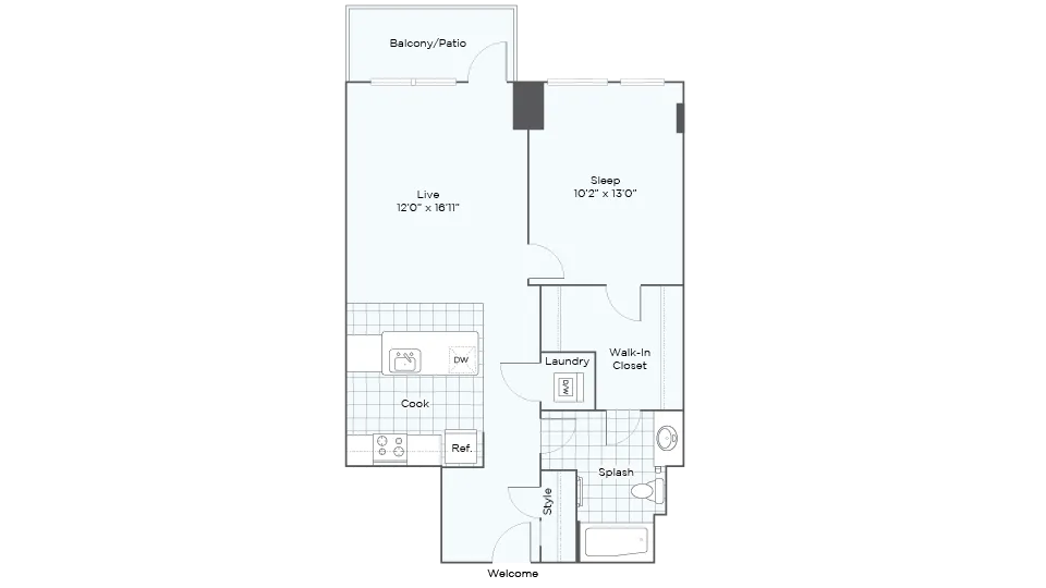 Nordhaus Plan A2T 1-Bedroom
