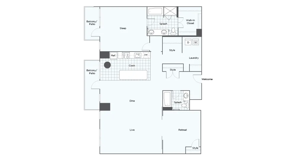 Nordhaus Plan A6DPH 1-Bedroom Penthouse