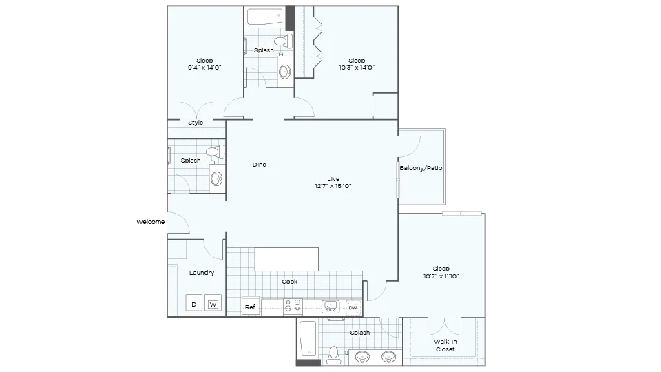 C2 | 3 Bed Apartment | Nordhaus Apartment Homes