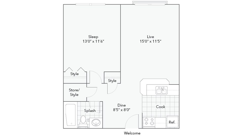 Walden | 1-Bedroom Floorplan