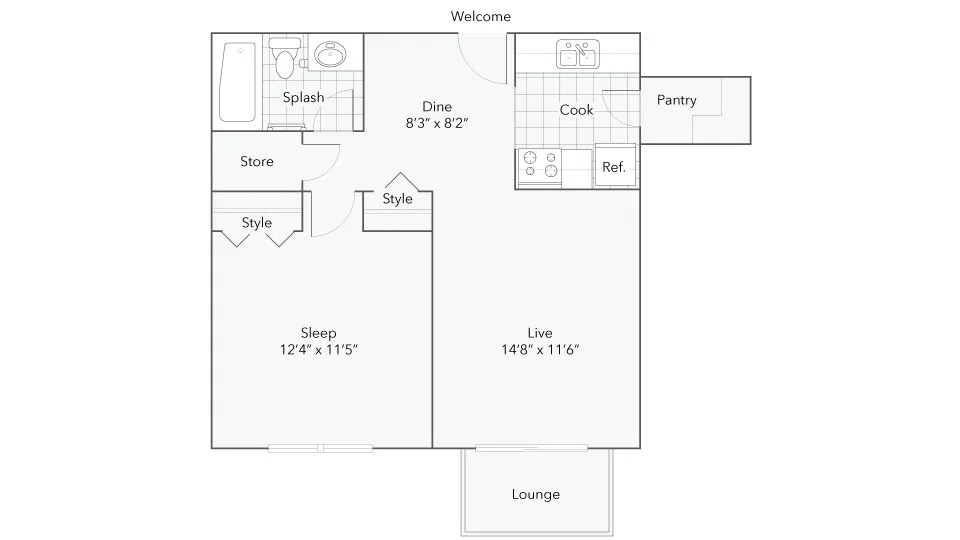 Kellogg | 1-Bedroom Floorplan
