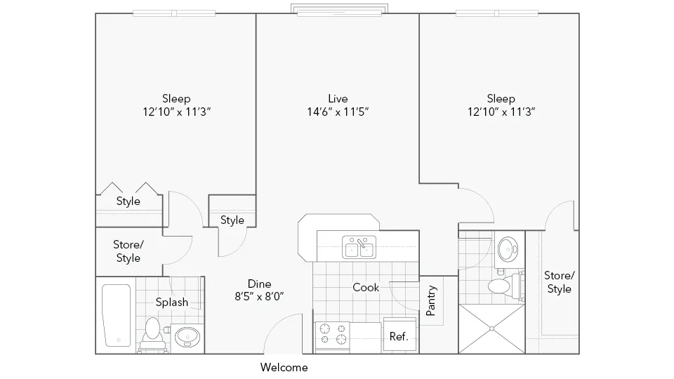 Grand | 2-Bedroom Floorplan