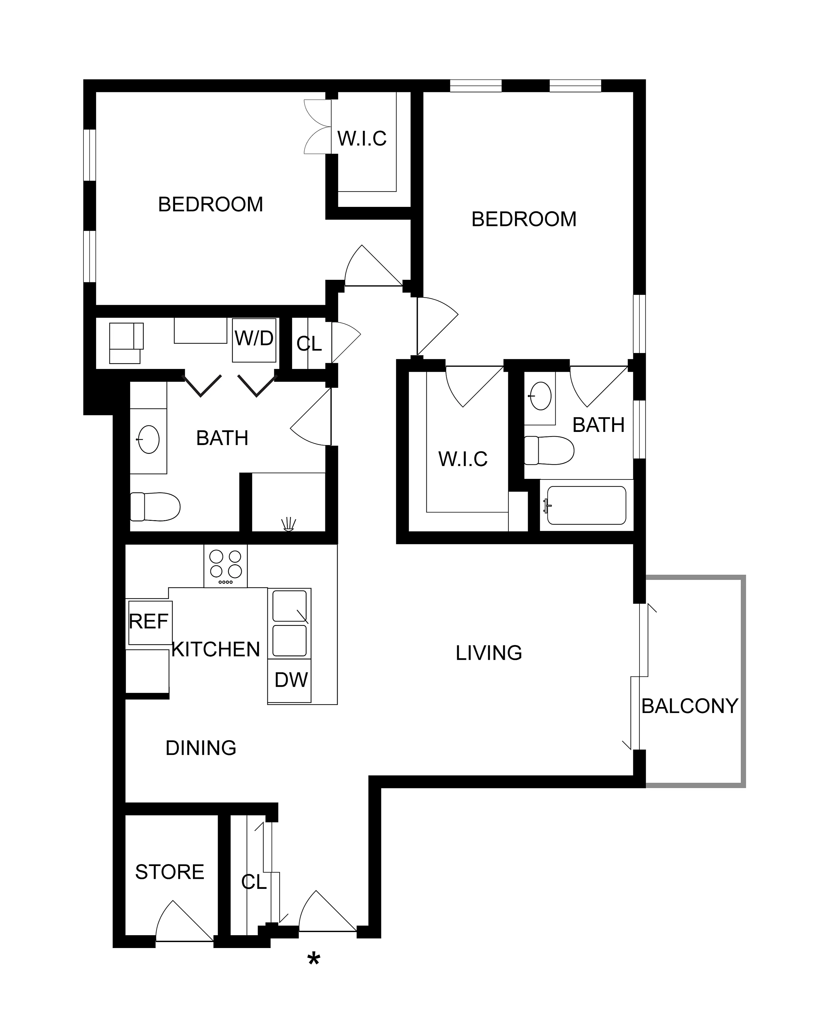 Water | 2-Bedroom Floorplan