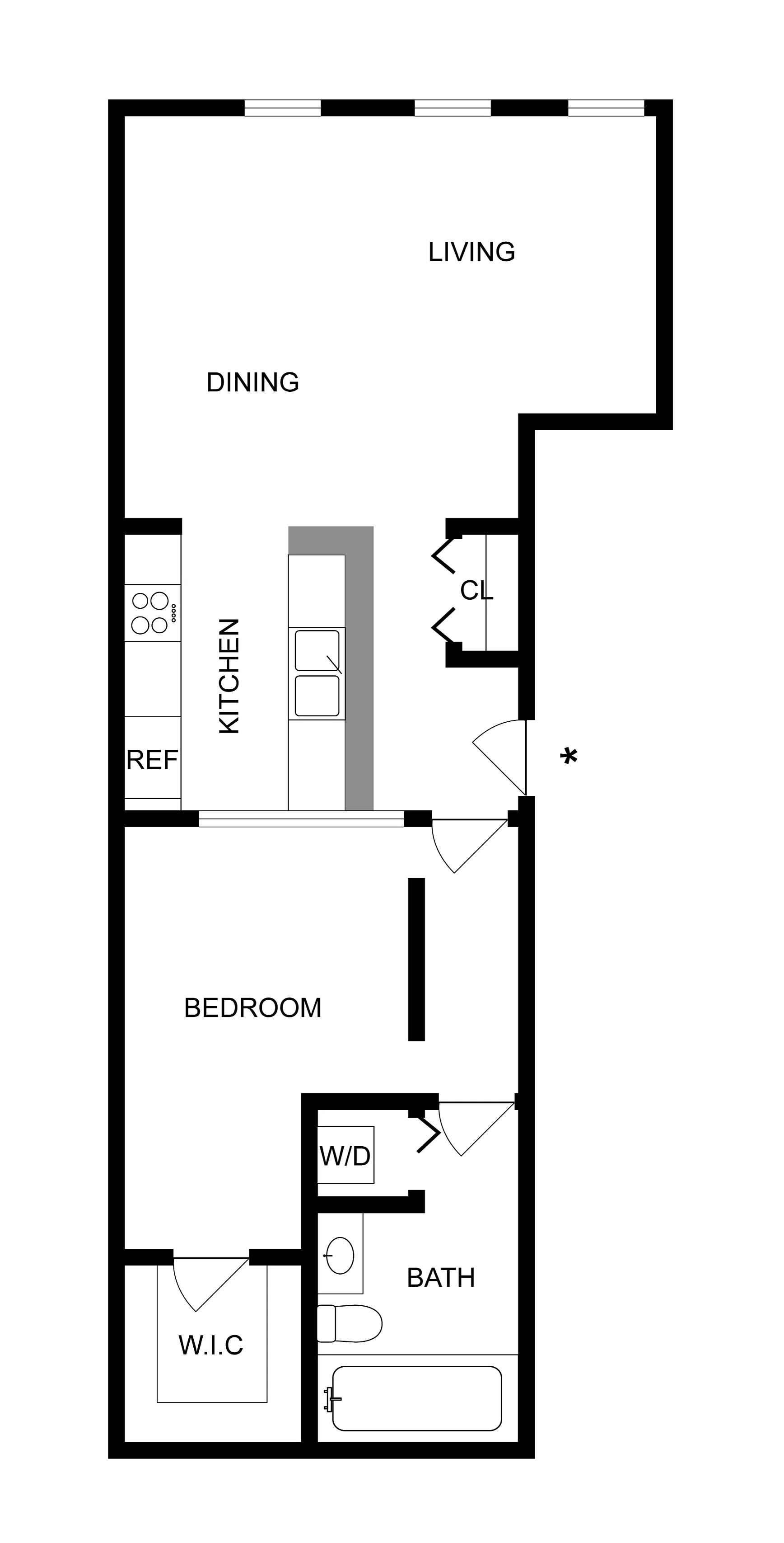 B | 1-Bedroom Floorplan