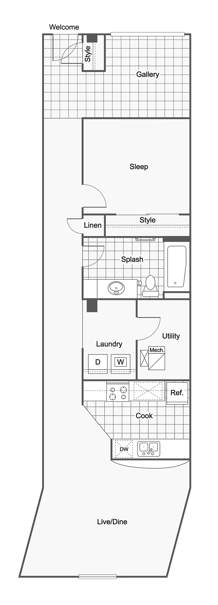 Farewell LURA | 1-Bedroom Floorplan