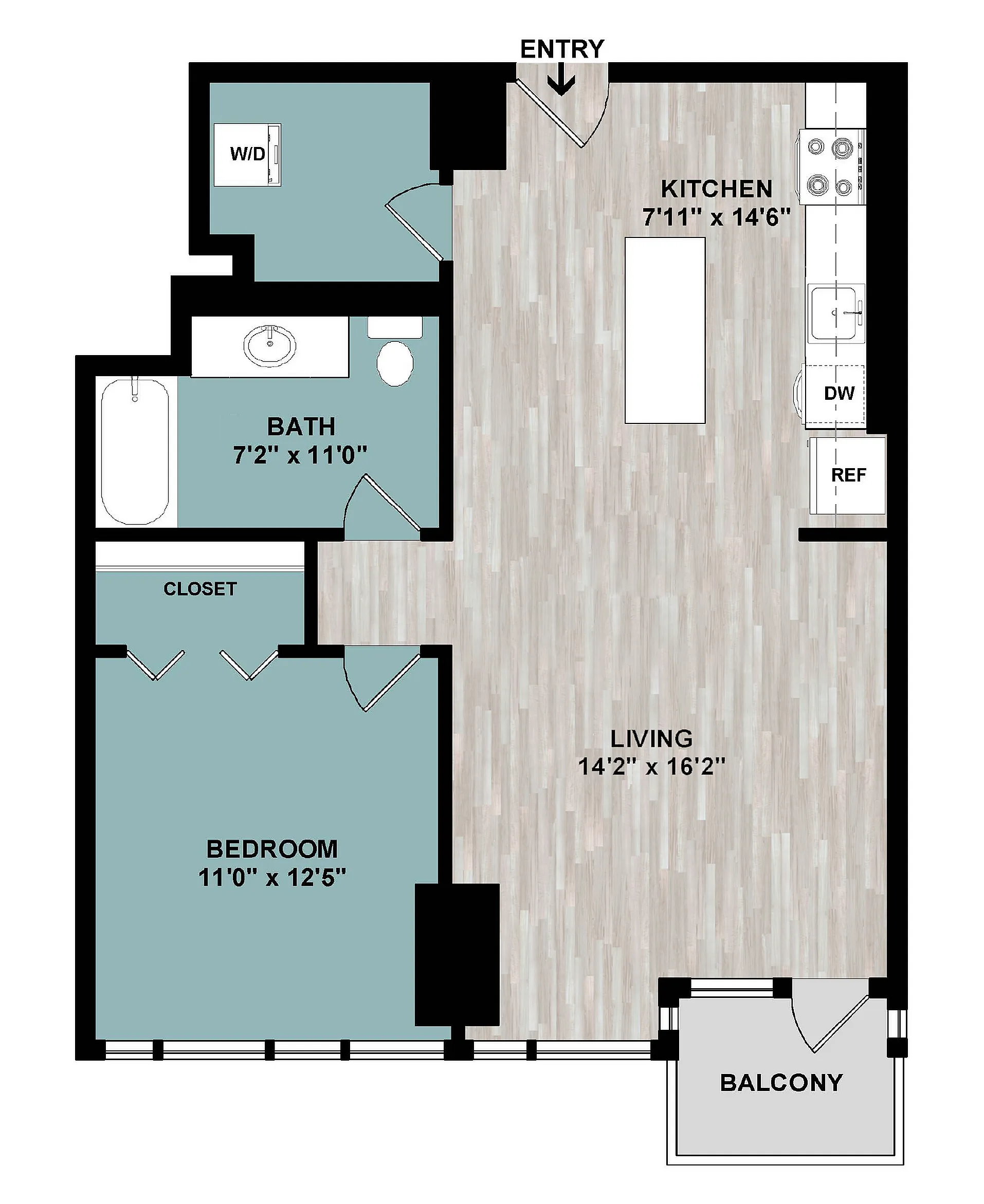 A5 | 1-Bedroom Floorplan