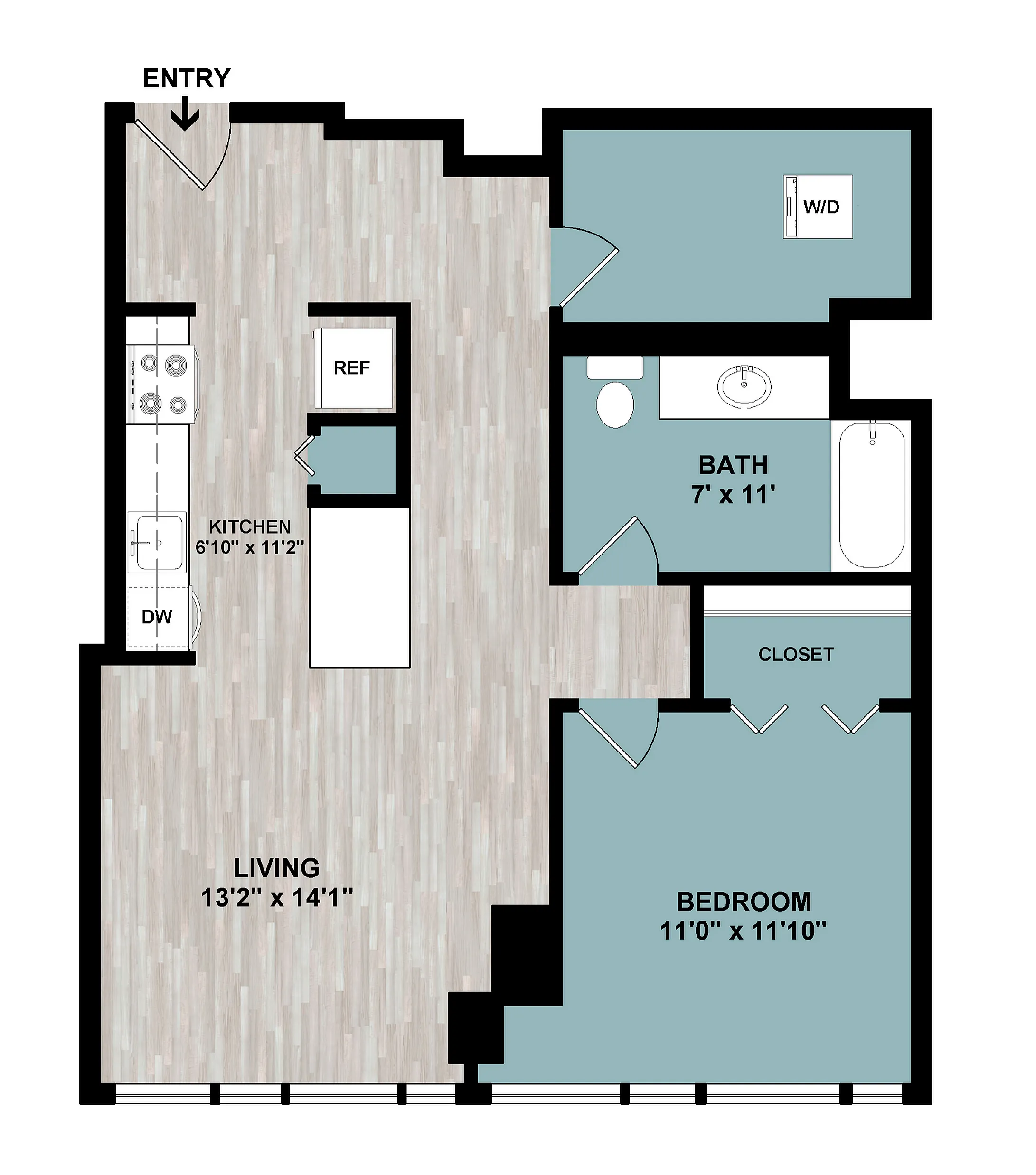 A6 | 1-Bedroom Floorplan