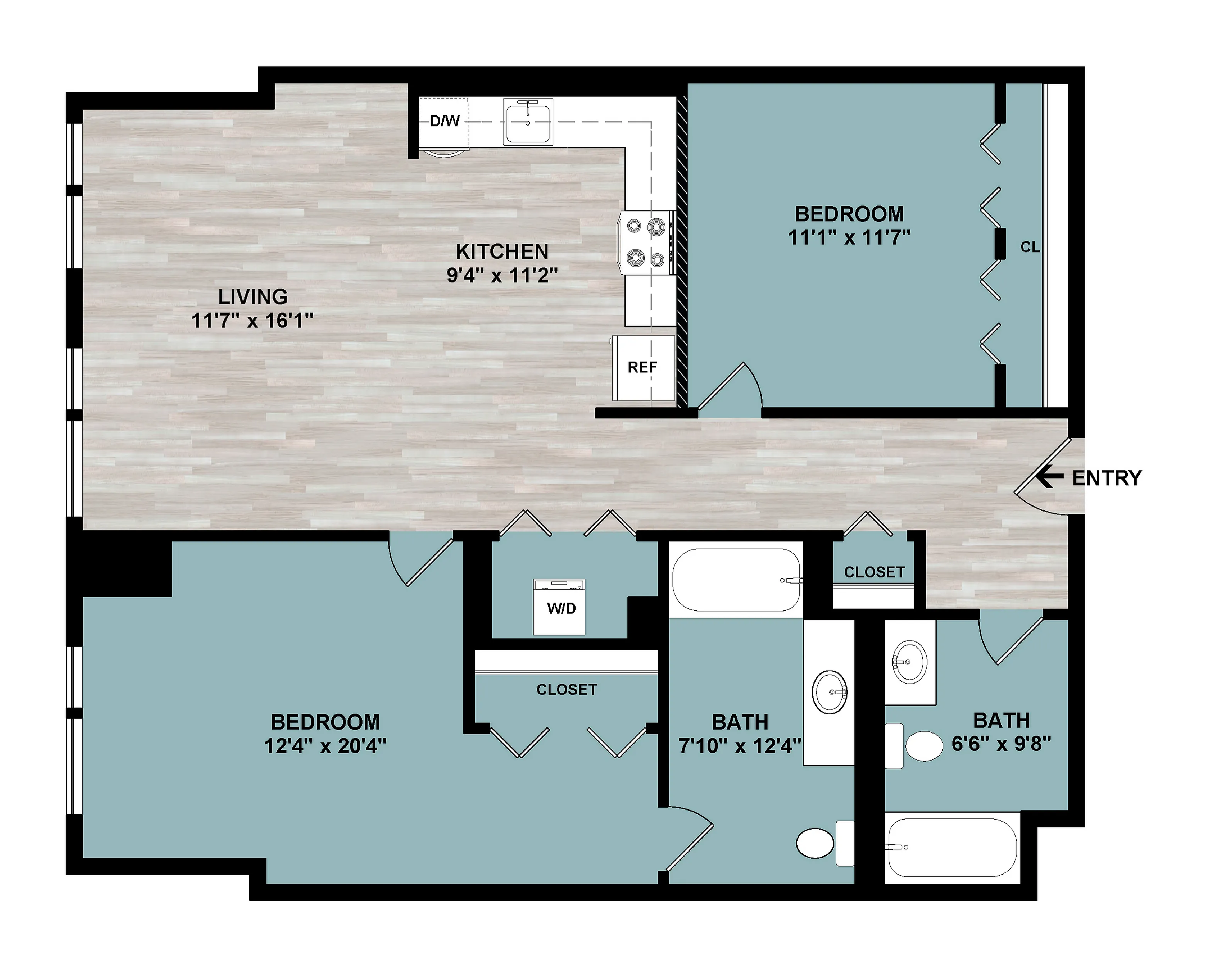 C1 | 2-Bedroom Floorplan