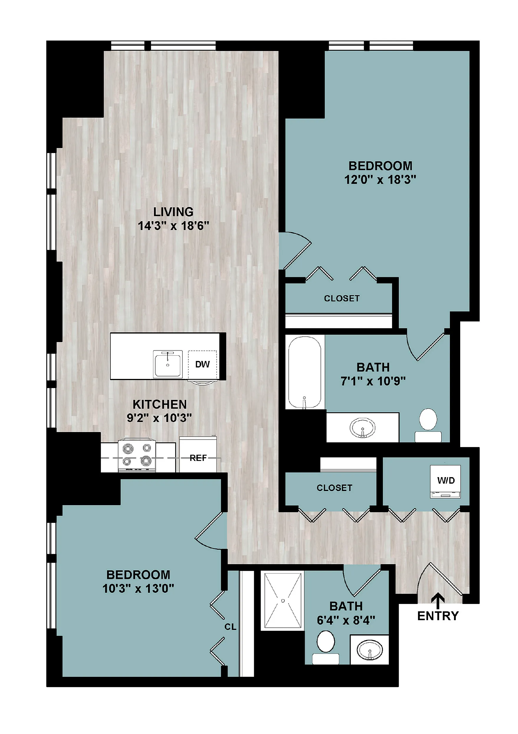 C2 | 2-Bedroom Floorplan