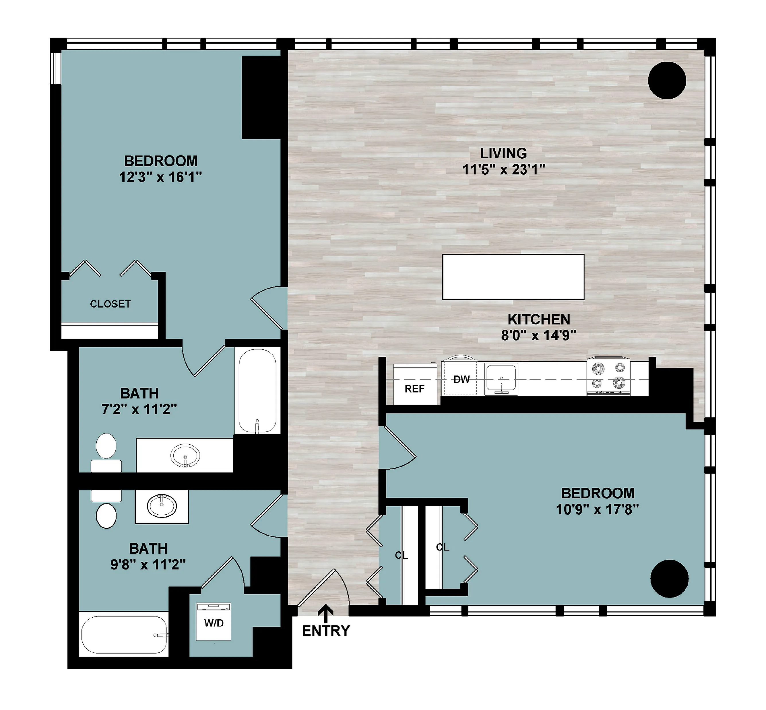 C5 | 2-Bedroom Floorplan