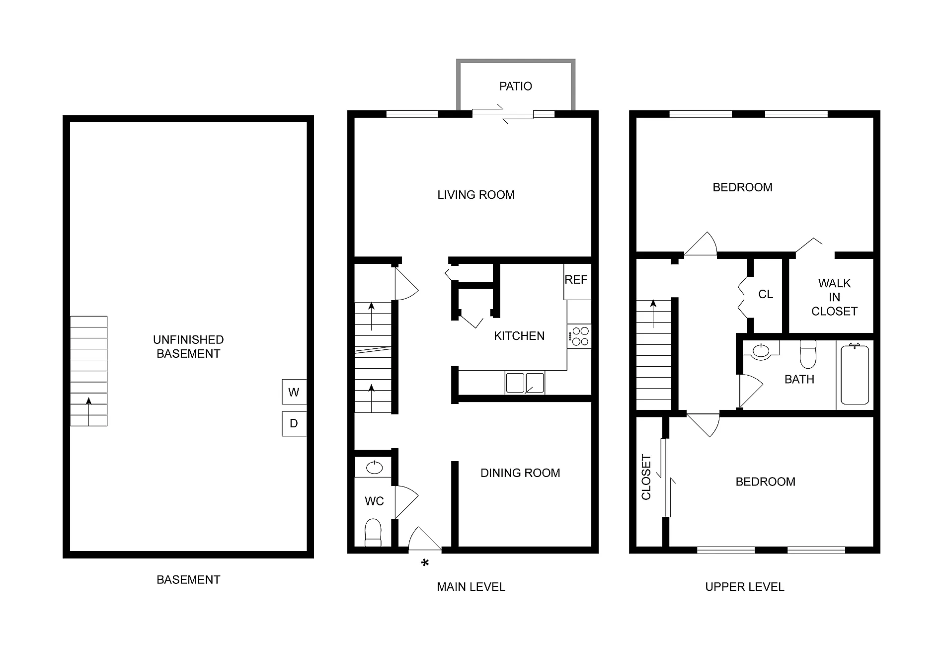 2BD x 1.5BA Townhome floor plan