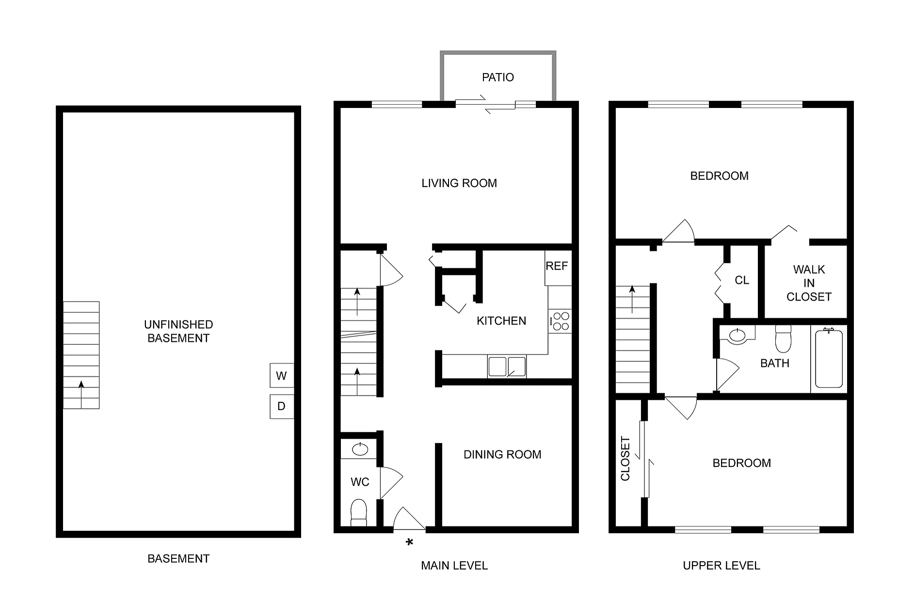 2BD x 1.5BA Townhome Affordable floor plan