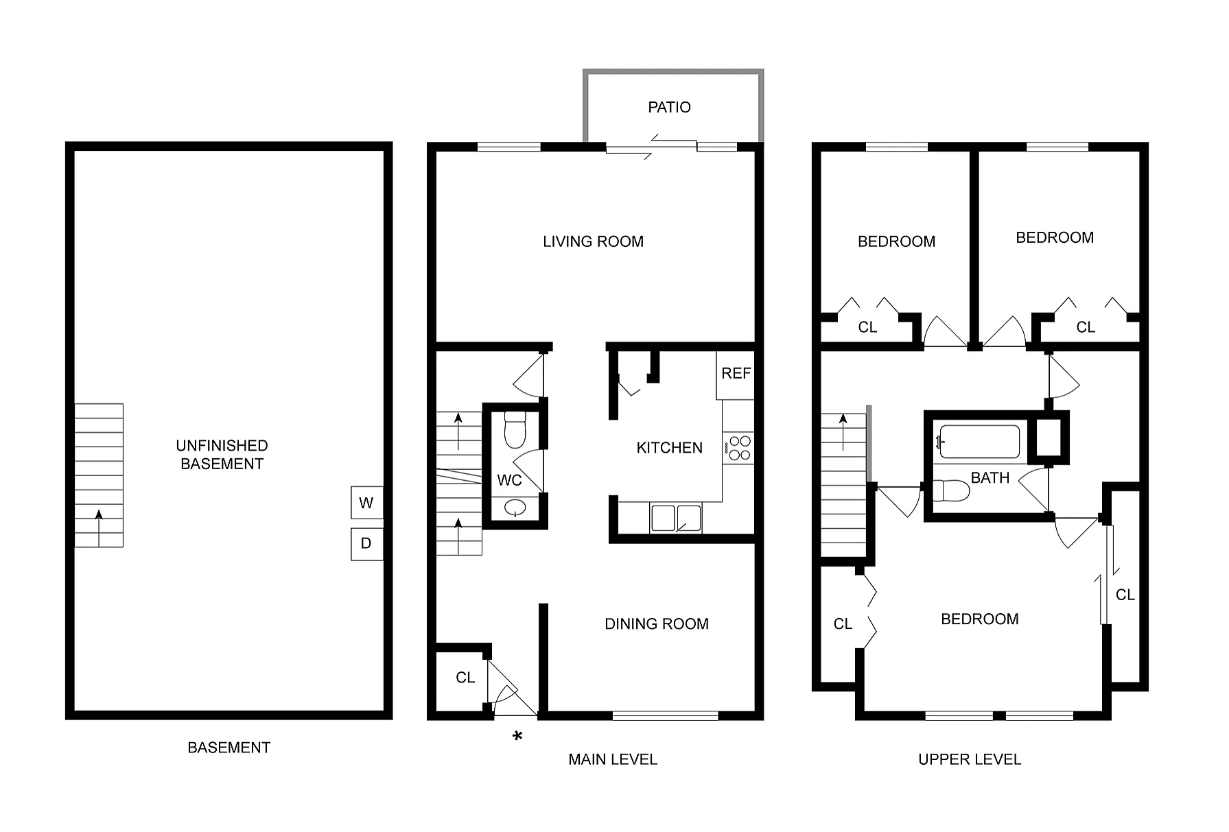 3BD x 1.5BA Townhome Affordable floor plan