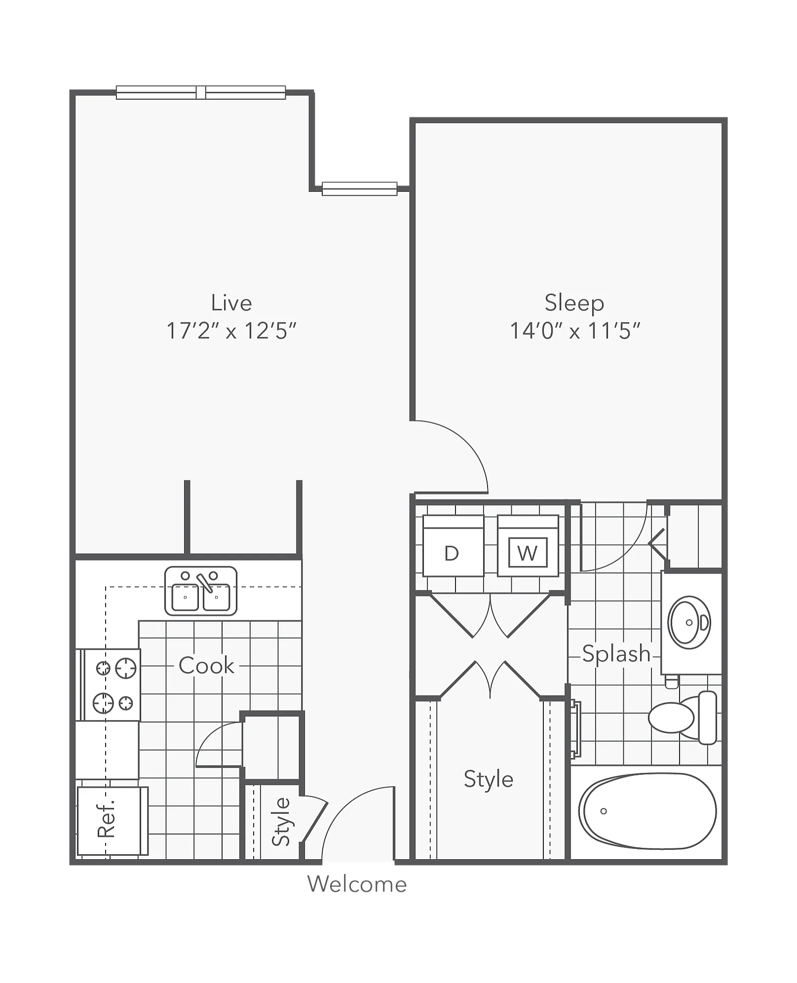 Calhoun | 1-Bedroom Floorplan