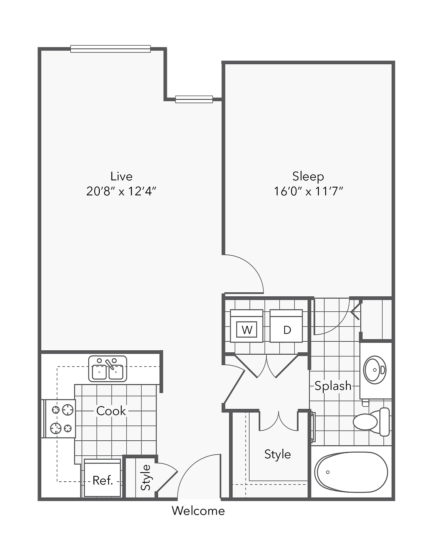 Harriet | 1-Bedroom Floorplan