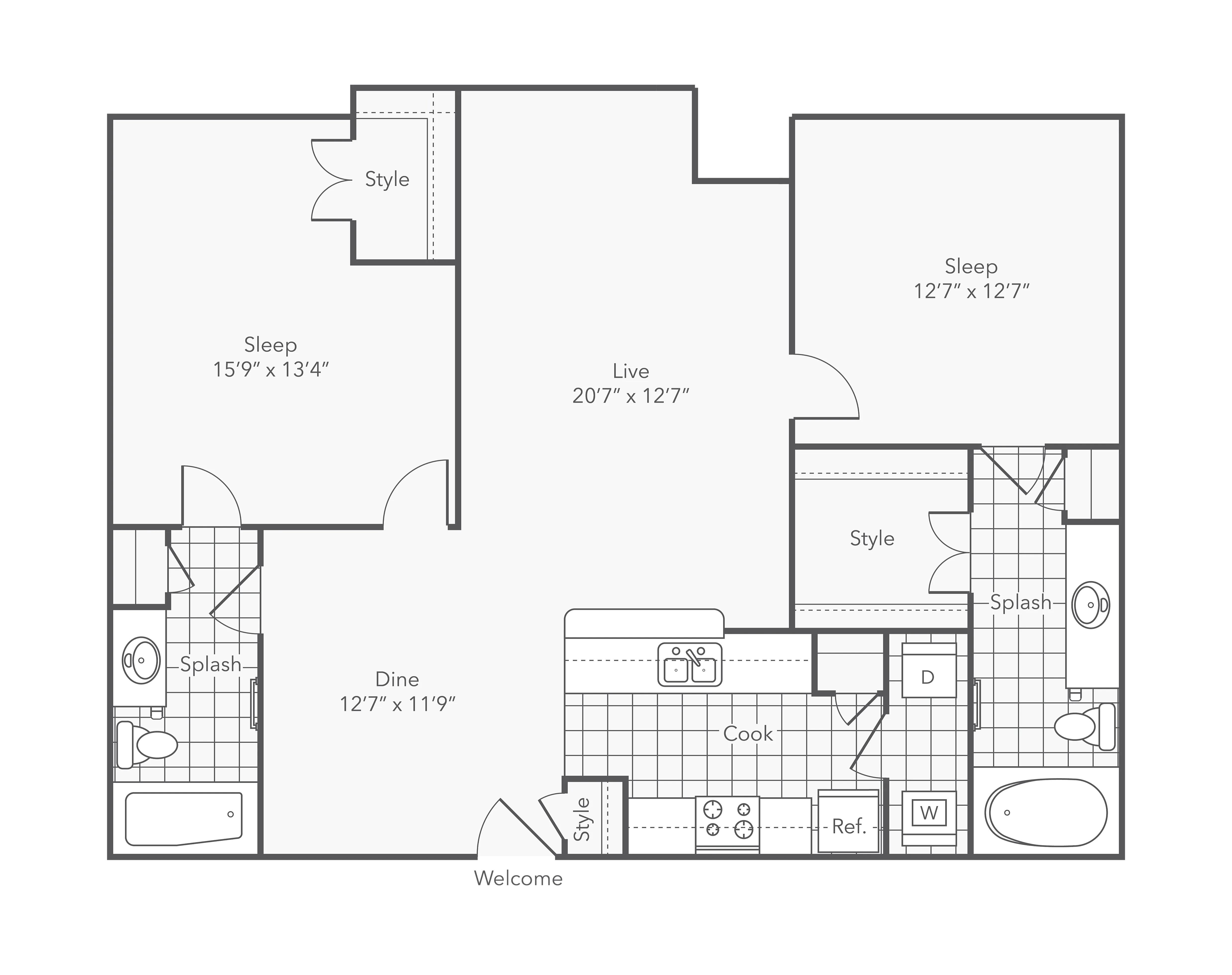 Staring | 2-Bedroom Floorplan