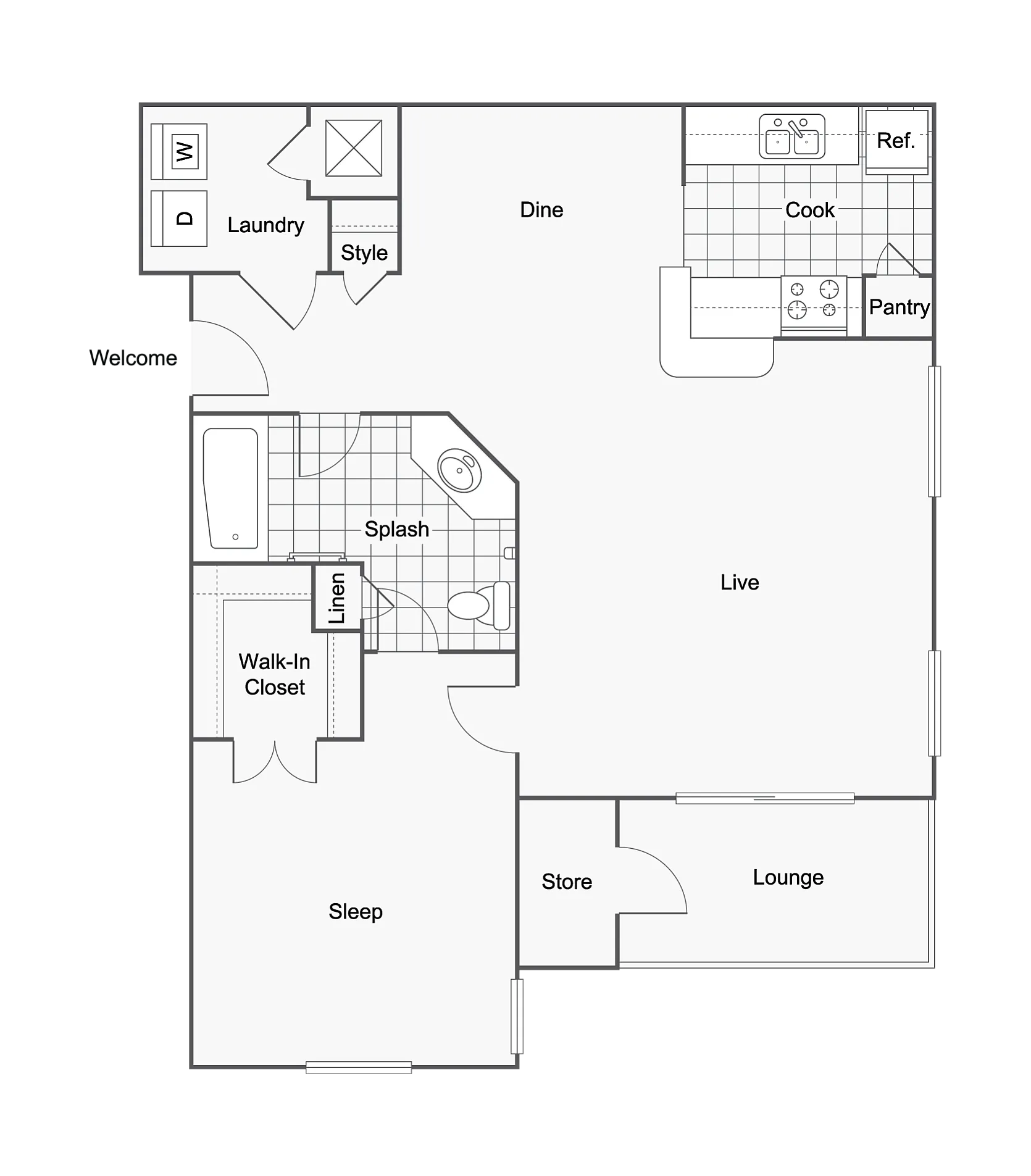 Alexandria Lura | 1-Bedroom Floorplan