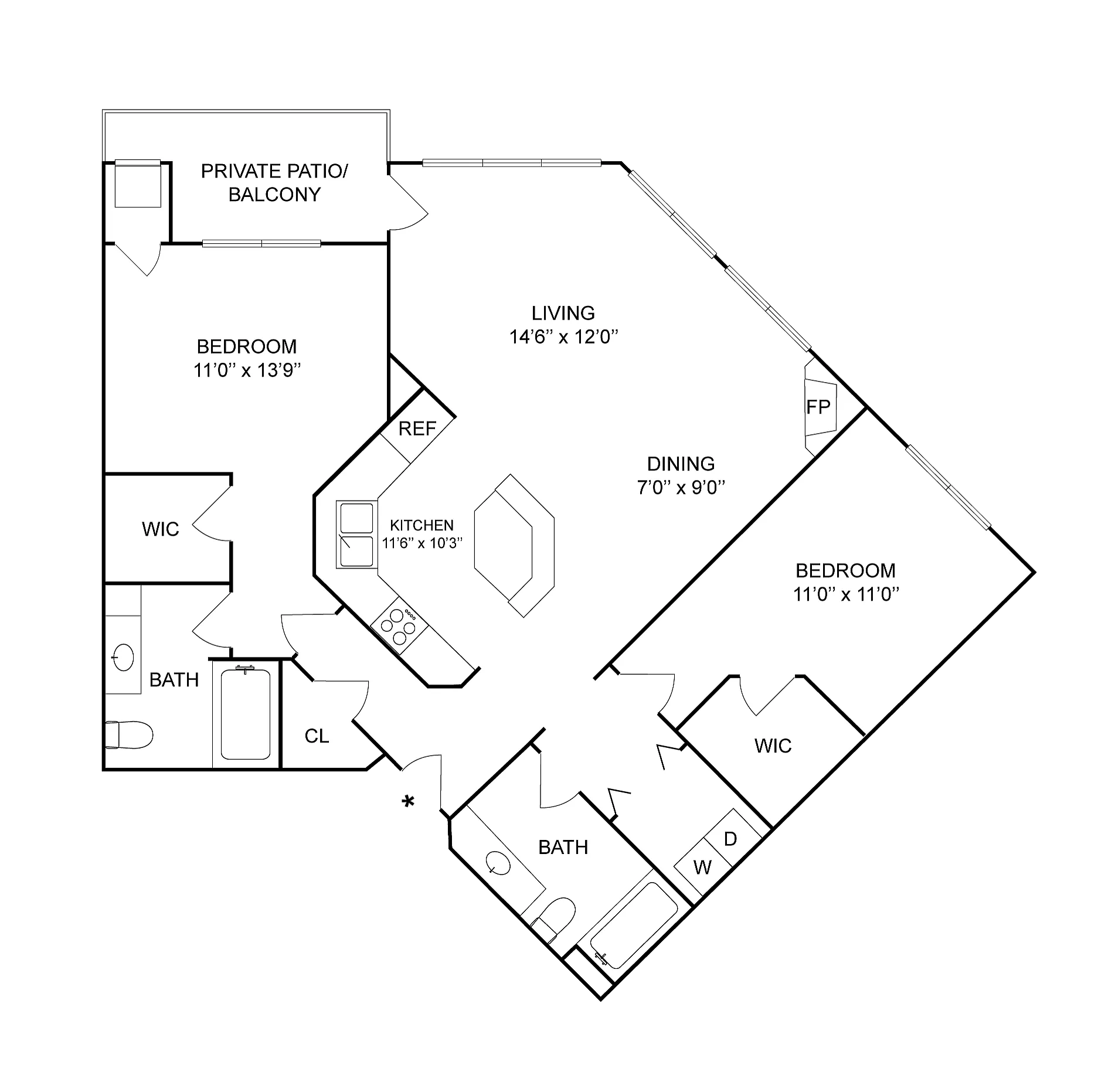 2x2e | 2-Bedroom Floorplan