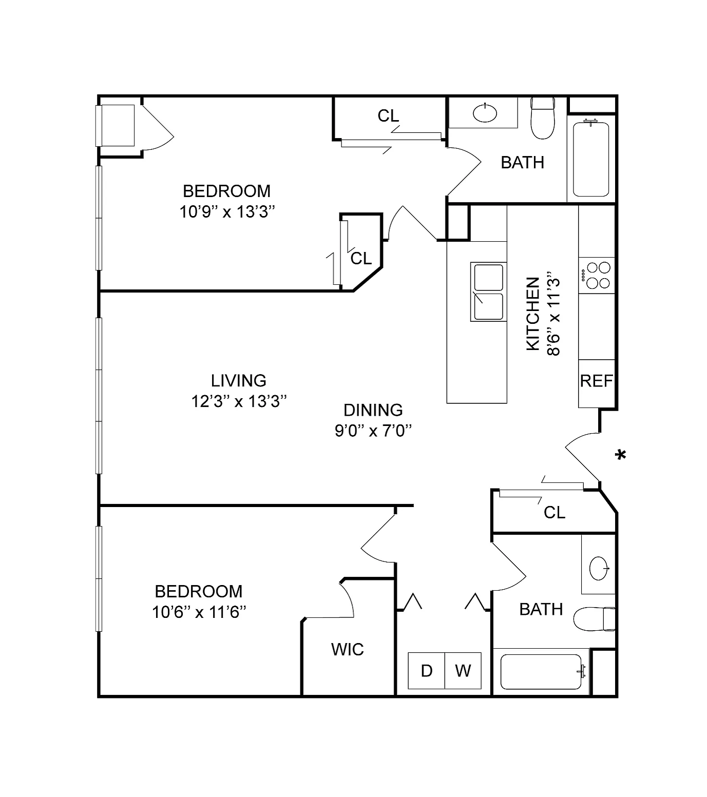 2x2a S8 | 2-Bedroom Floorplan