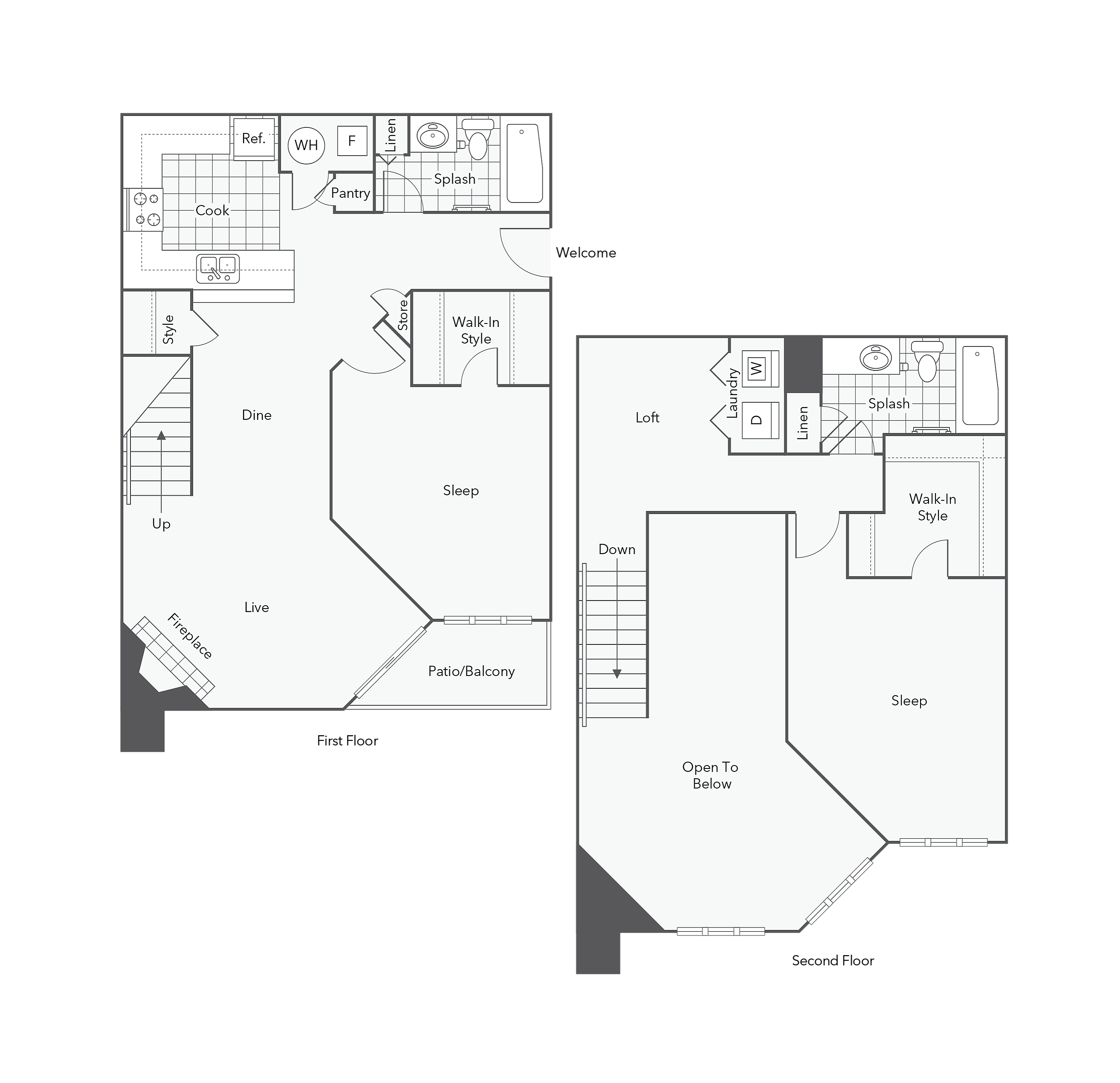 2 BR x 2 BA - C1 Floorplan