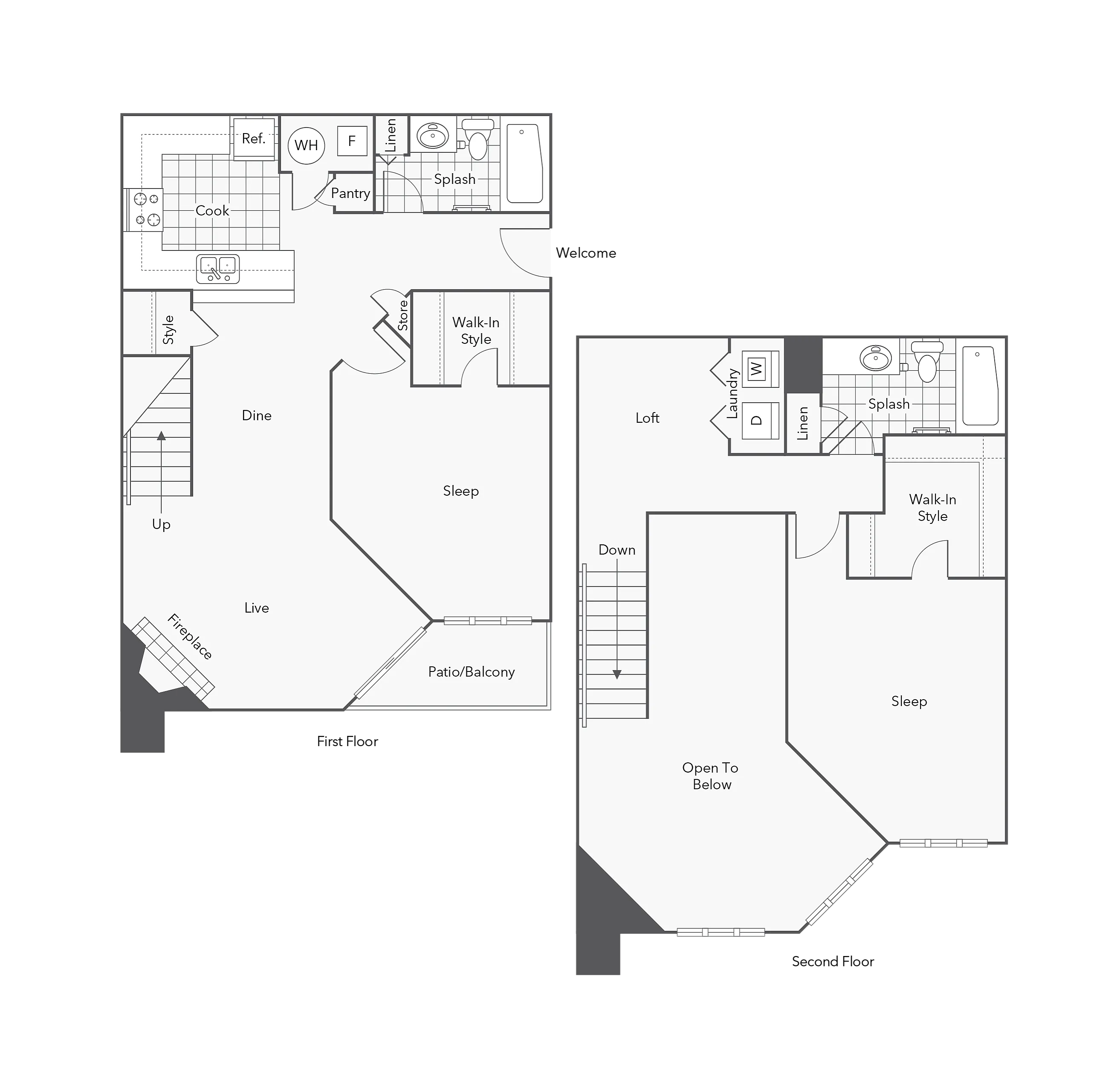 2 BR x 2 BA - C1 (Affordable 65) Floorplan