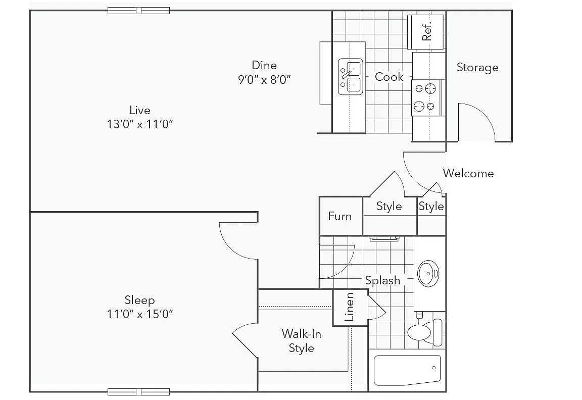 A2 | 1-Bedroom Floorplan