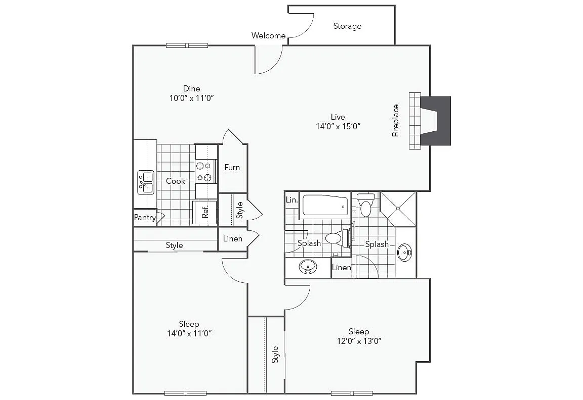 B3 | 2-Bedroom Floorplan