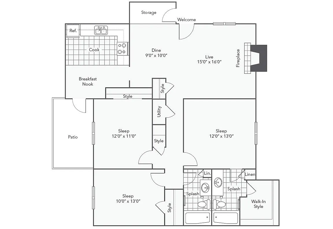 C1 | 3-Bedroom Floorplan