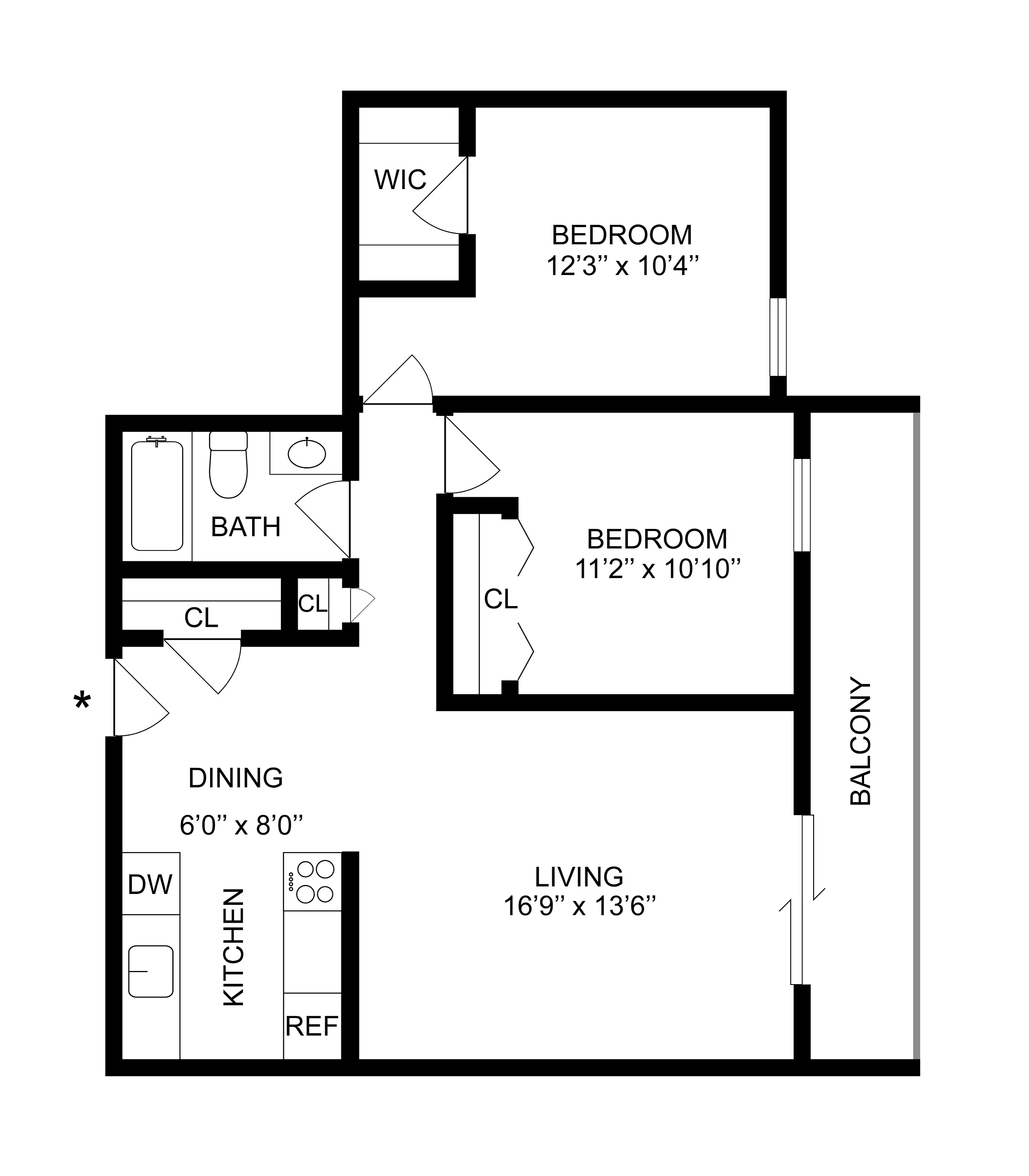 2B1B floor plan