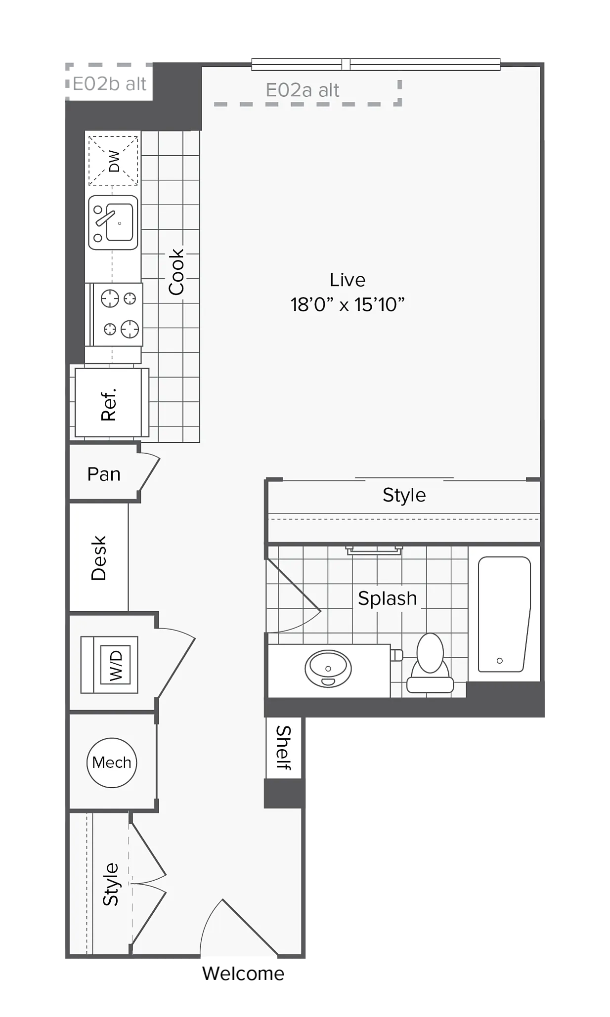 Studio - B floor plan