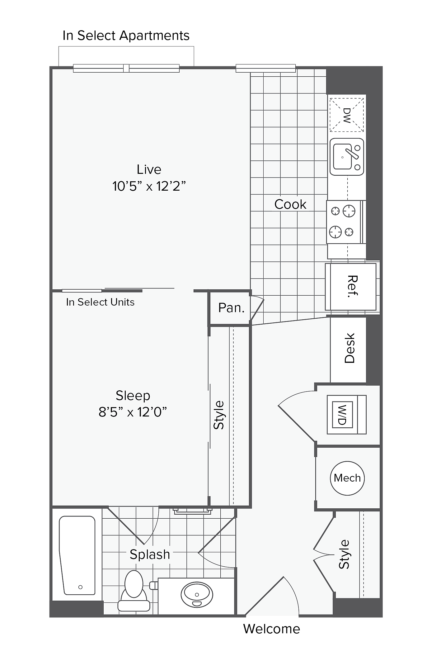Studio with Den - A floor plan