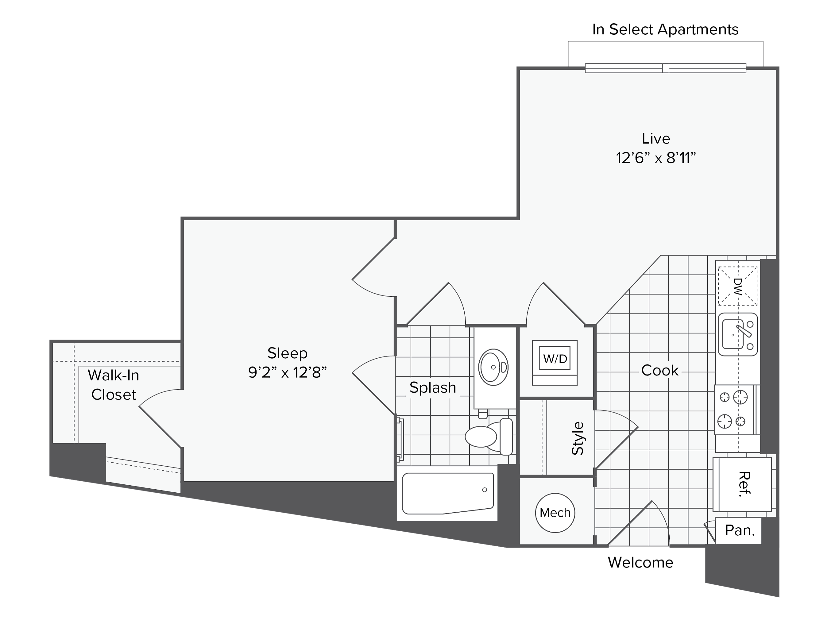 Studio with Den - B floor plan