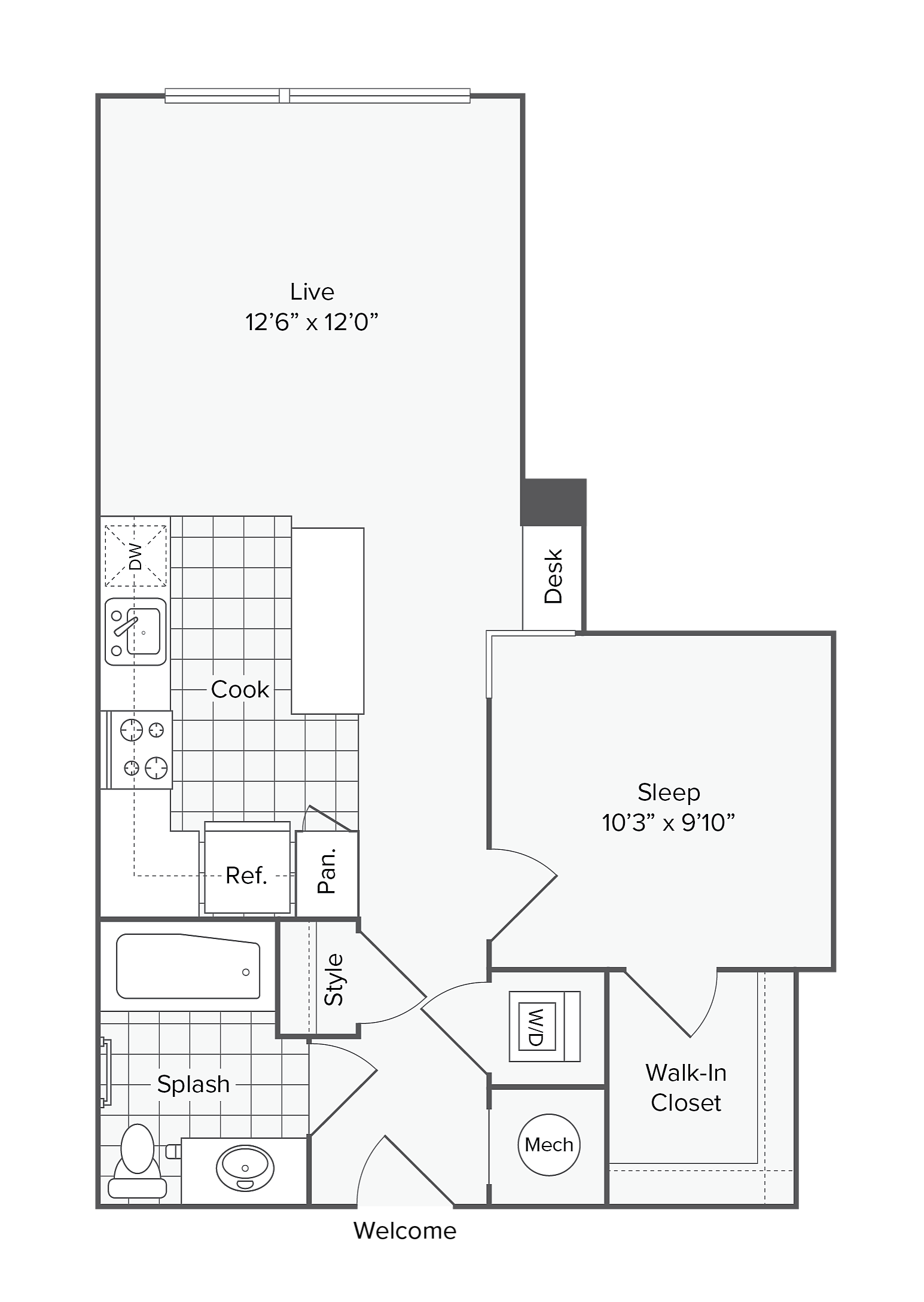 Studio with Den  - C floor plan