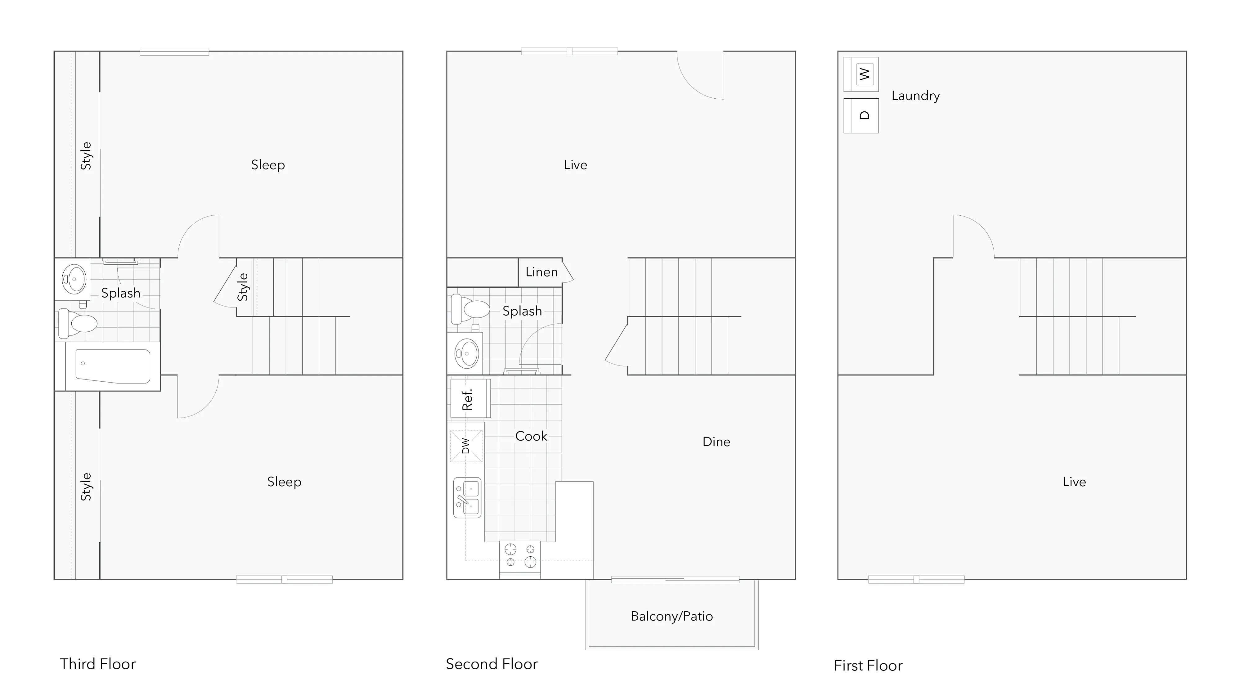 2 BR x 1.5 BA - B floor plan