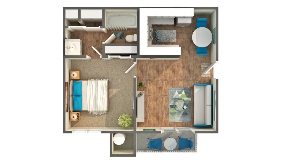 arrive santa clarita evergreen 1 bedroom floorplan