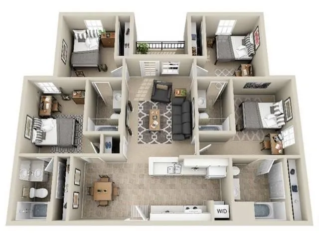 university village 4 bedroom unfurnished apartment