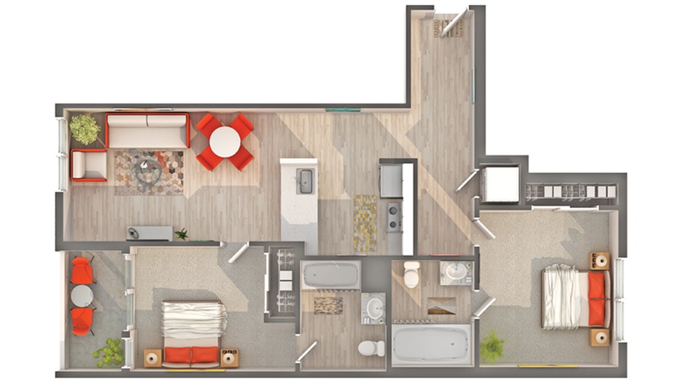 Plan B7 2-Bedroom Floorplan