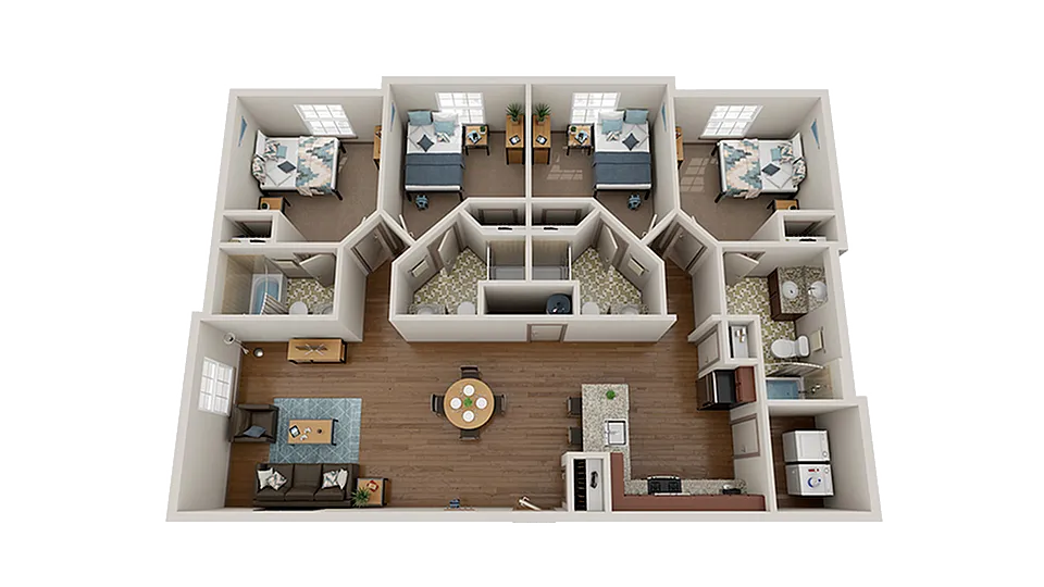 4 x 4 Bedroom Floorplan
