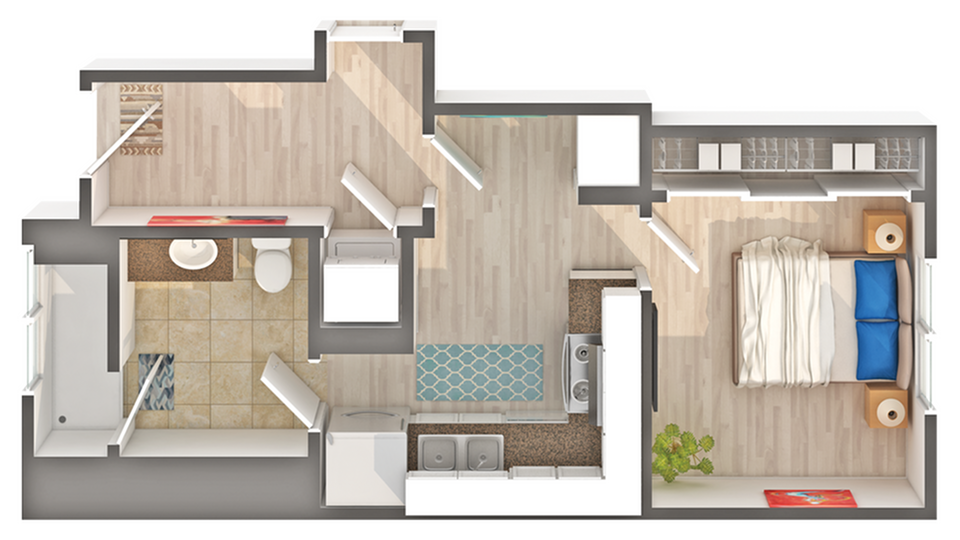 Junior A7 | 1-Bedroom Floorplan