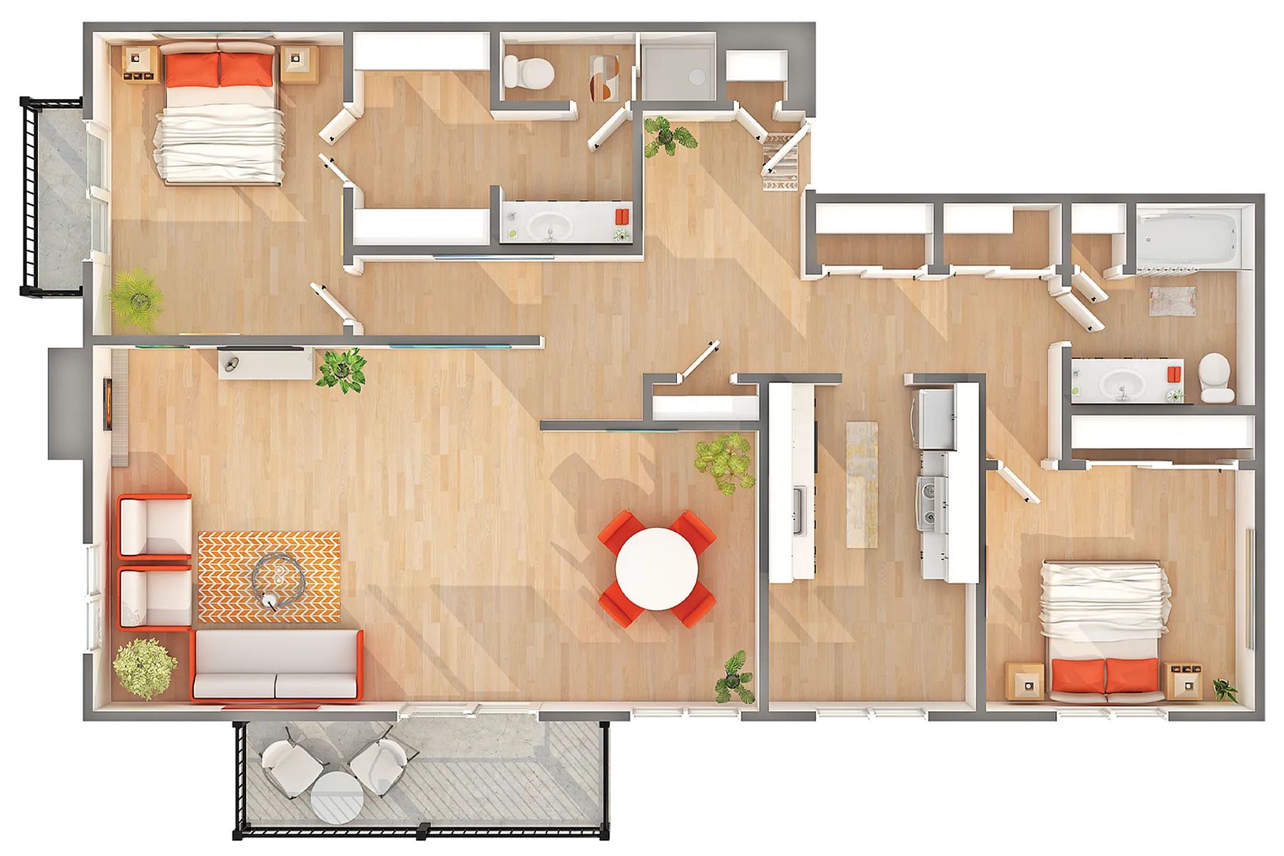 B6 | 2-Bedroom Floorplan