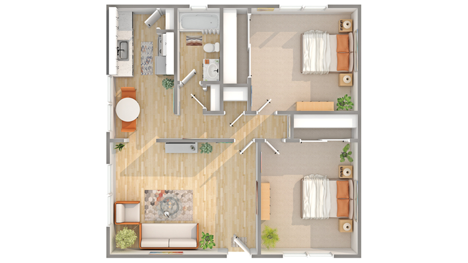 2 bed floorplan image | ReNew Arden