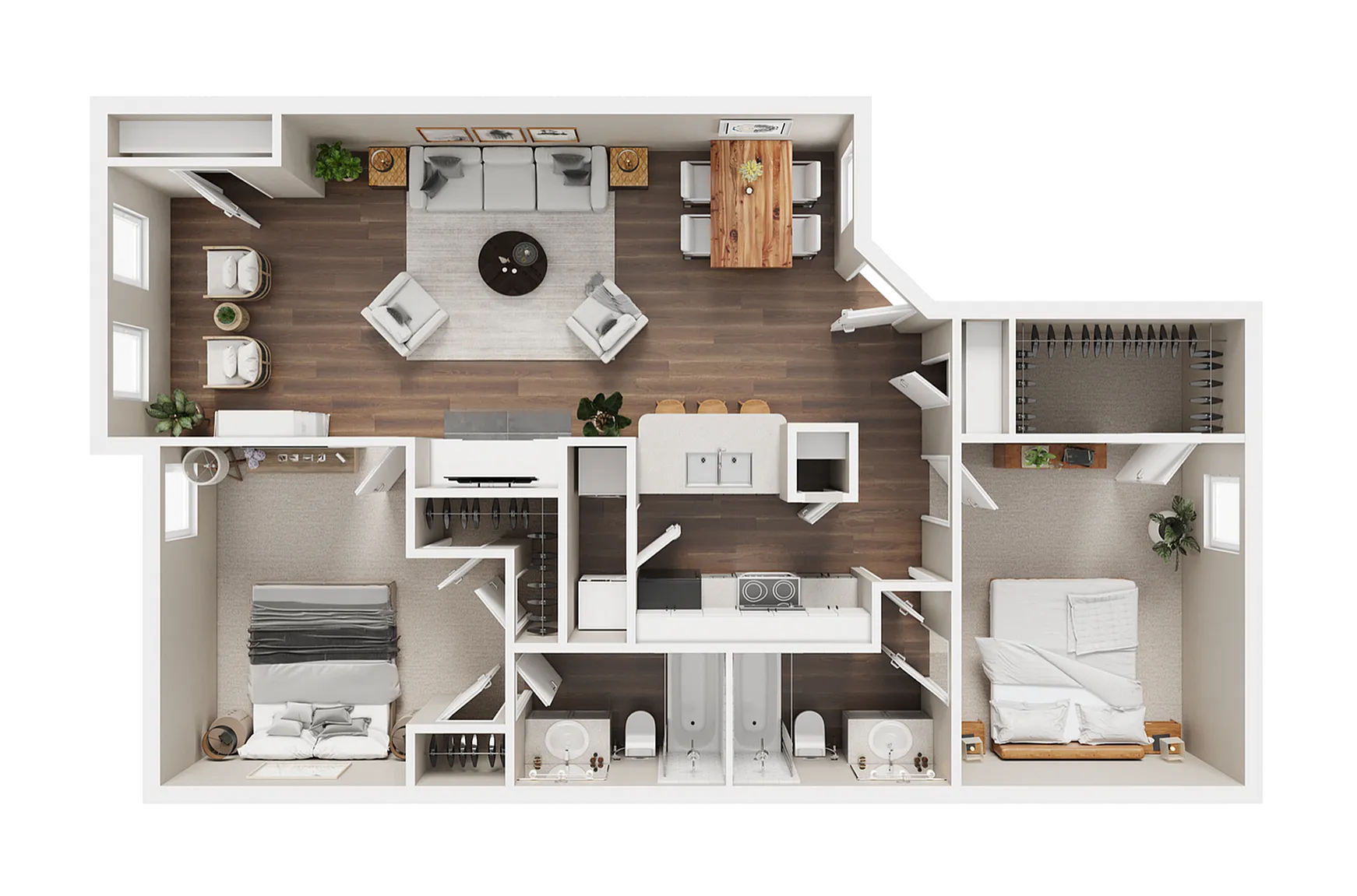 2 BR x 2 BA with Washer/Dryer