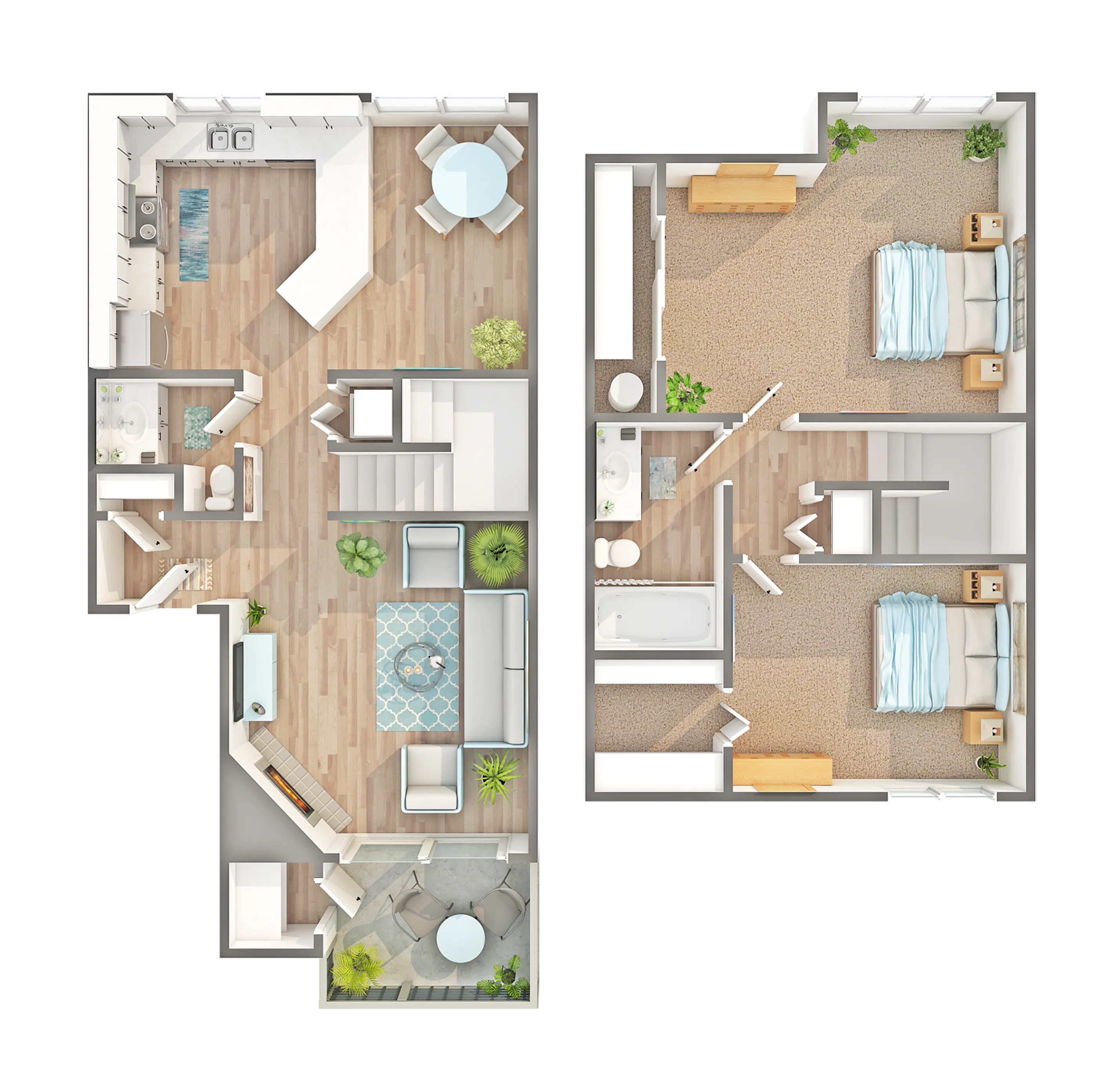 Alder Townhome | 2-Bedroom Floorplan
