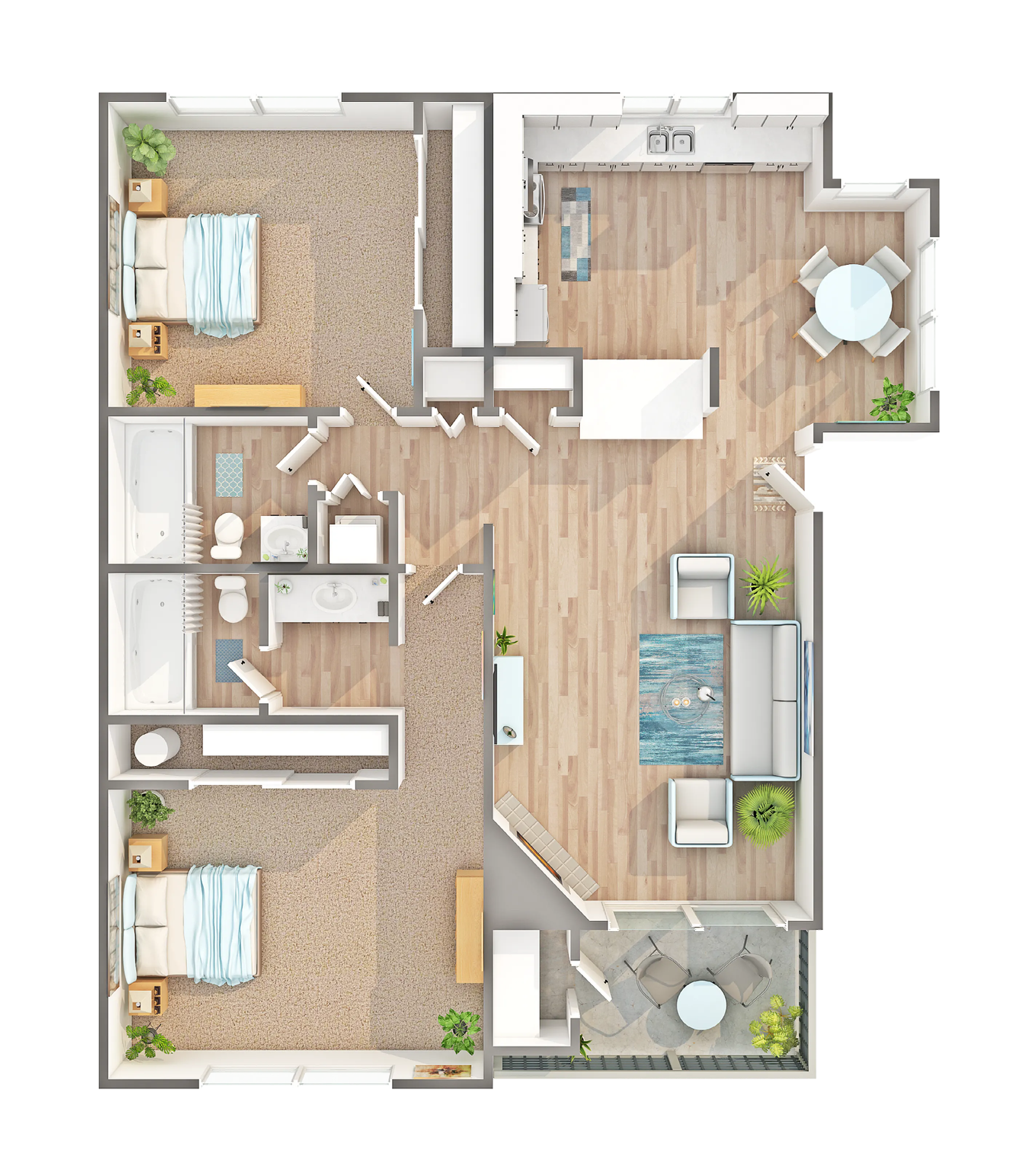 Cedar Flat | 2-Bedroom Floorplan