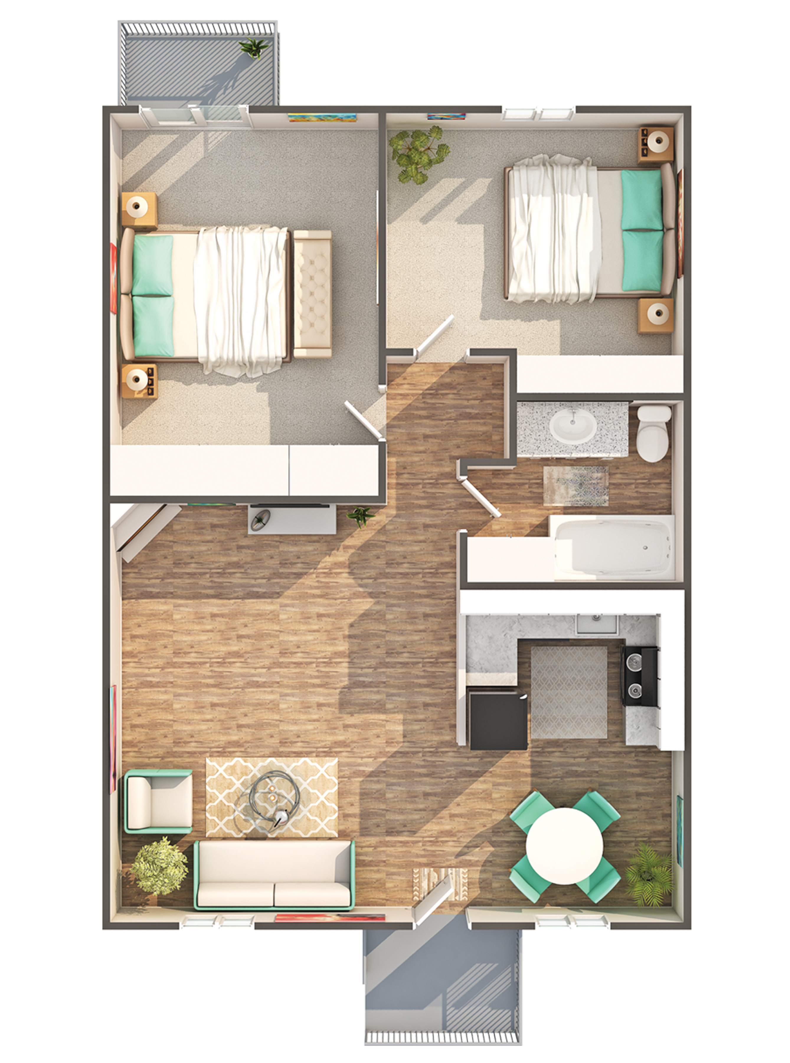 Garden | 2-Bedroom Floorplan
